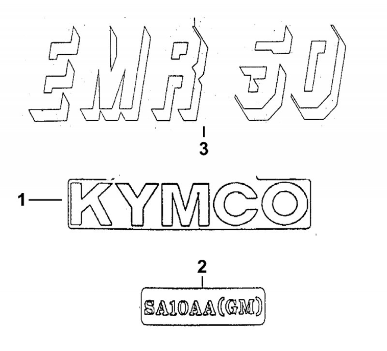 KYMCO DJ 50 - F22 Samolepky a fix pro opravu laku