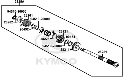 KYMCO K-PIPE 50 - E17 Mechanizmus nášlapného startéru