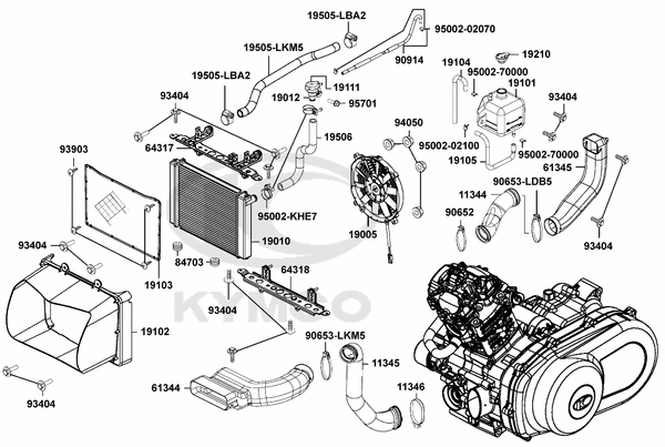 F23 Chladící systém a vzduchová hadice variátoru
