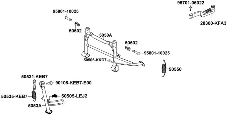 F15 - Stojan a páka nášlapného startéru