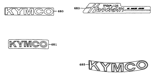 KYMCO HEROISM 125/150 - F23 Znaky a samolepky
