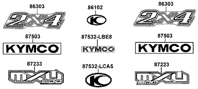 Kymco MXU 500 2WD - F24 Samolepky a znaky