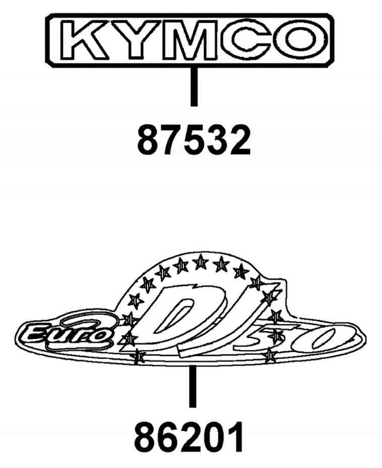 KYMCO DJ 50 REFINED - F24 Znaky a samolepky