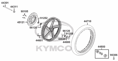 KYMCO K-PIPE 125 - F09 Přední kolo s brzdovým kotoučem