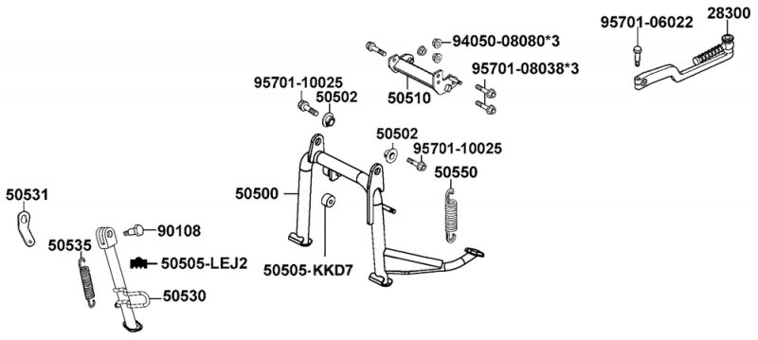 Stojany, páka nášlapného startéru (F15)