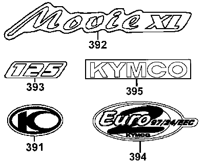 KYMCO MOVIE XL 125 - F22 Znaky a samolepky