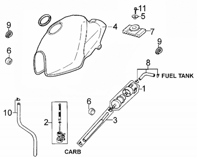 F10 - Nádrž a benzínový kohout
