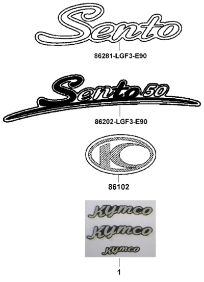 KYMCO SENTO 50 - F24 Znaky a samolepky
