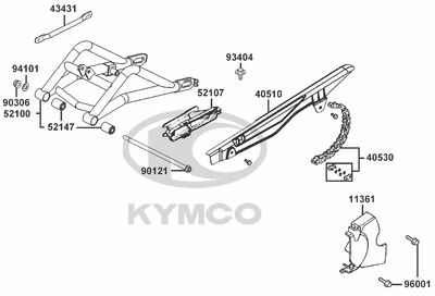 KYMCO K-PIPE 125 - F20 Zadní kyvná vidlice a řetěz