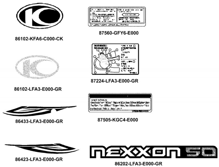 KYMCO NEXXON 50 - F27 Samolepky a upozorňující štítky